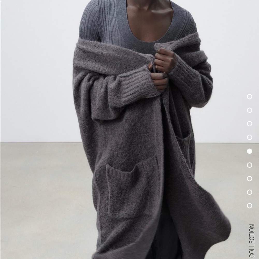ZARA LONG KNIT POCKET CARDIGAN - Picture 5 of 8